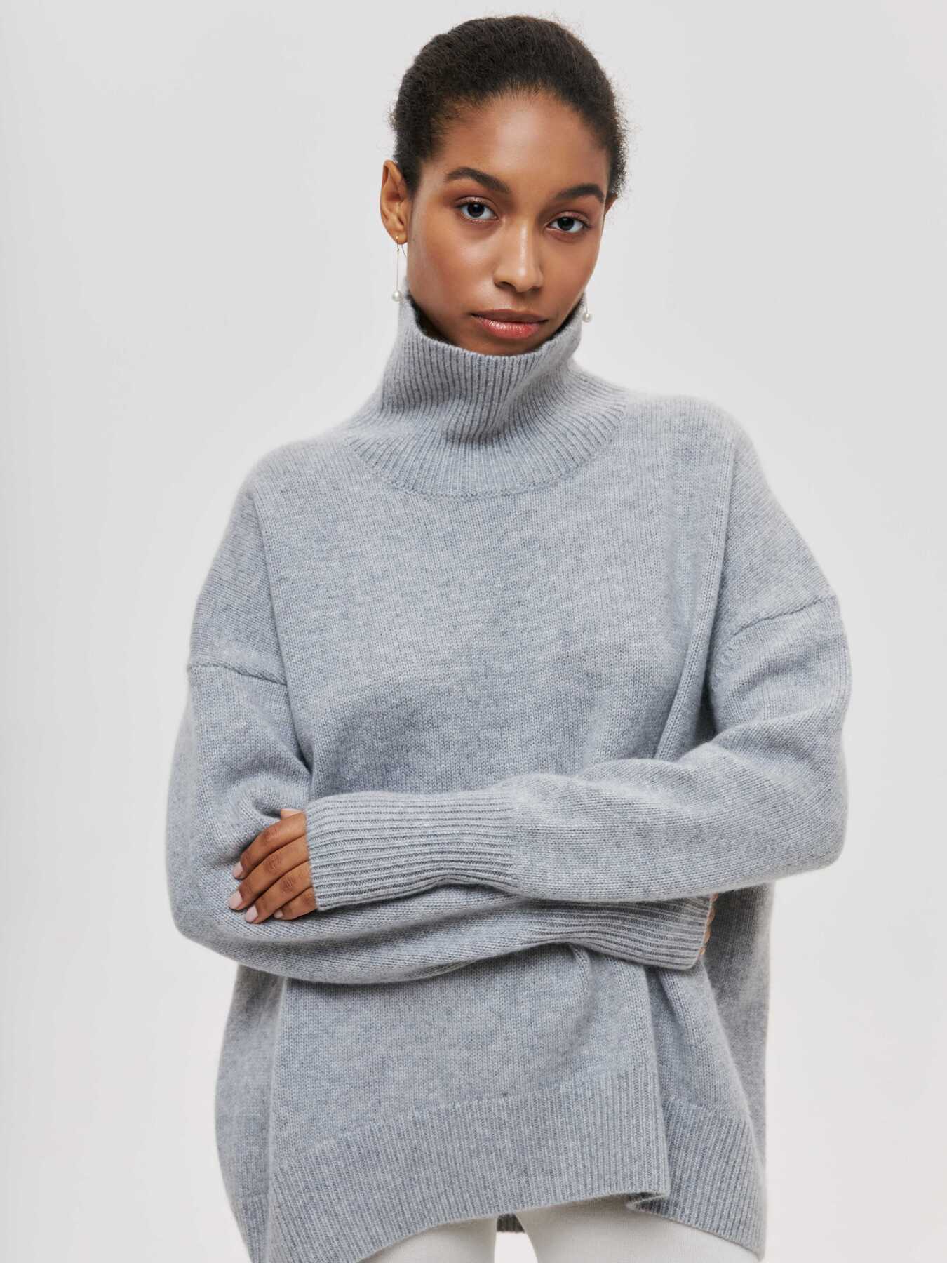 Pull en coton surdimensionné avec col roulé