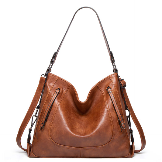 Grand sac rétro femme marron vintage bandoulière