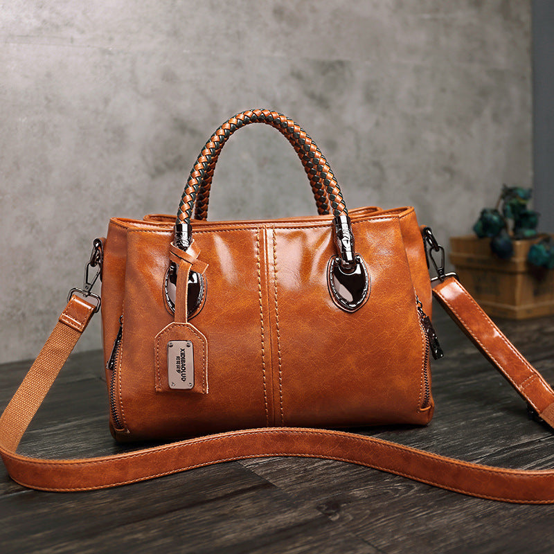 Sac à main grande capacité Style coréen tissé PU