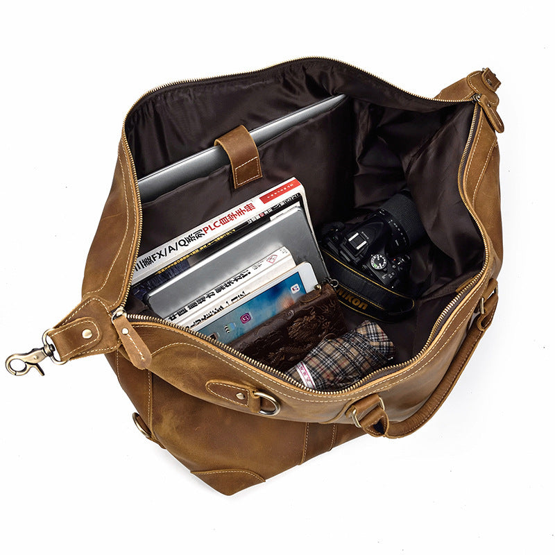 Sac de voyage en cuir Crazy Horse – Grande capacité, cuir premium