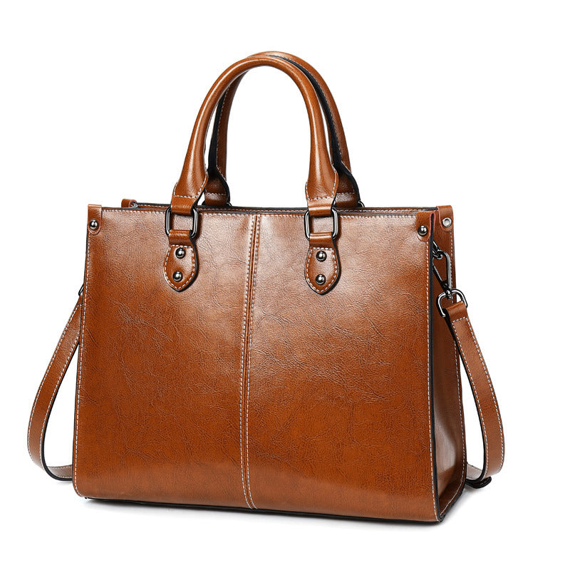 Sac à main femme cuir ciré – coutures élégantes