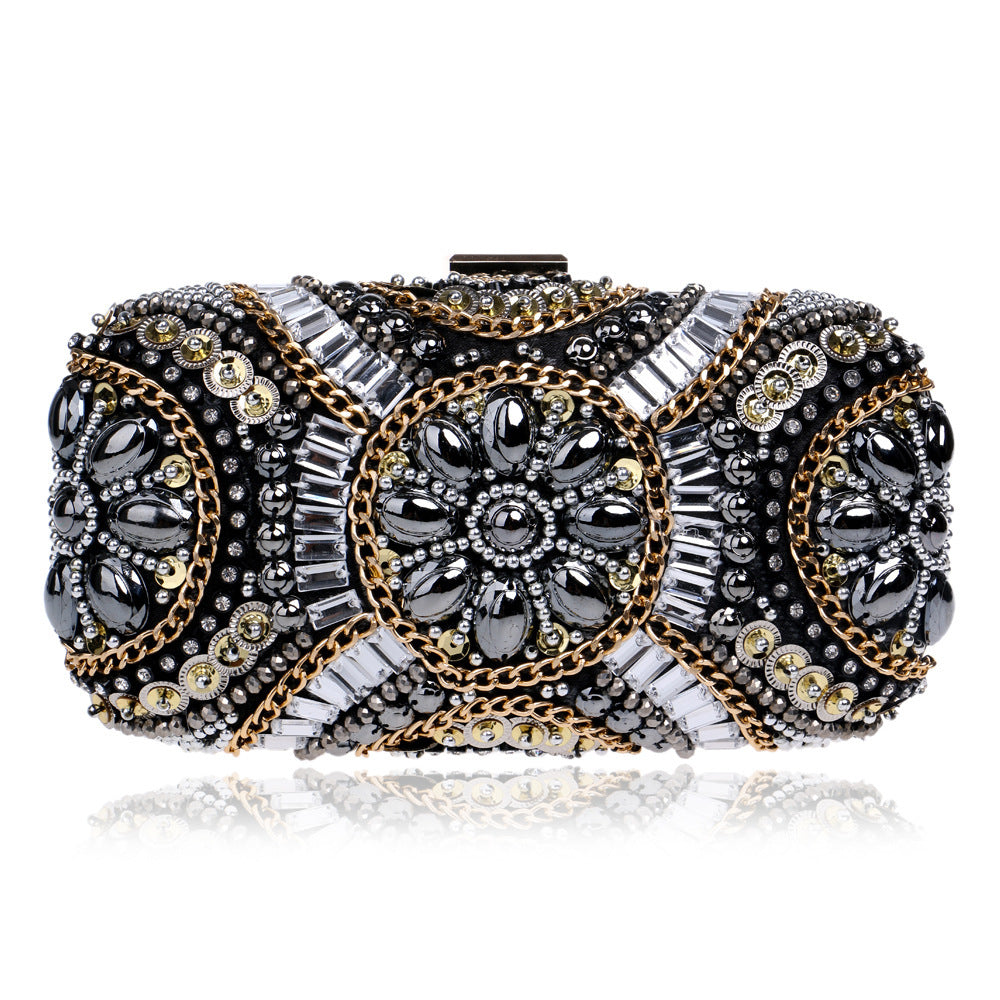 Pochette Soirée Perles Strass - Sac Clutch Femme
