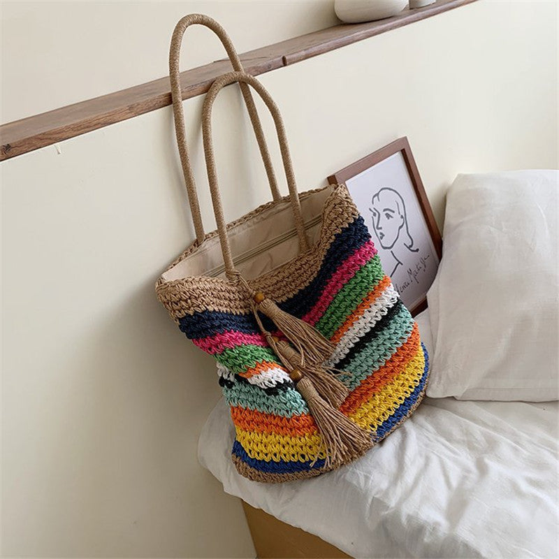 Fermeture éclair zip sécurisée sac paille protection contenu plage ville pratique