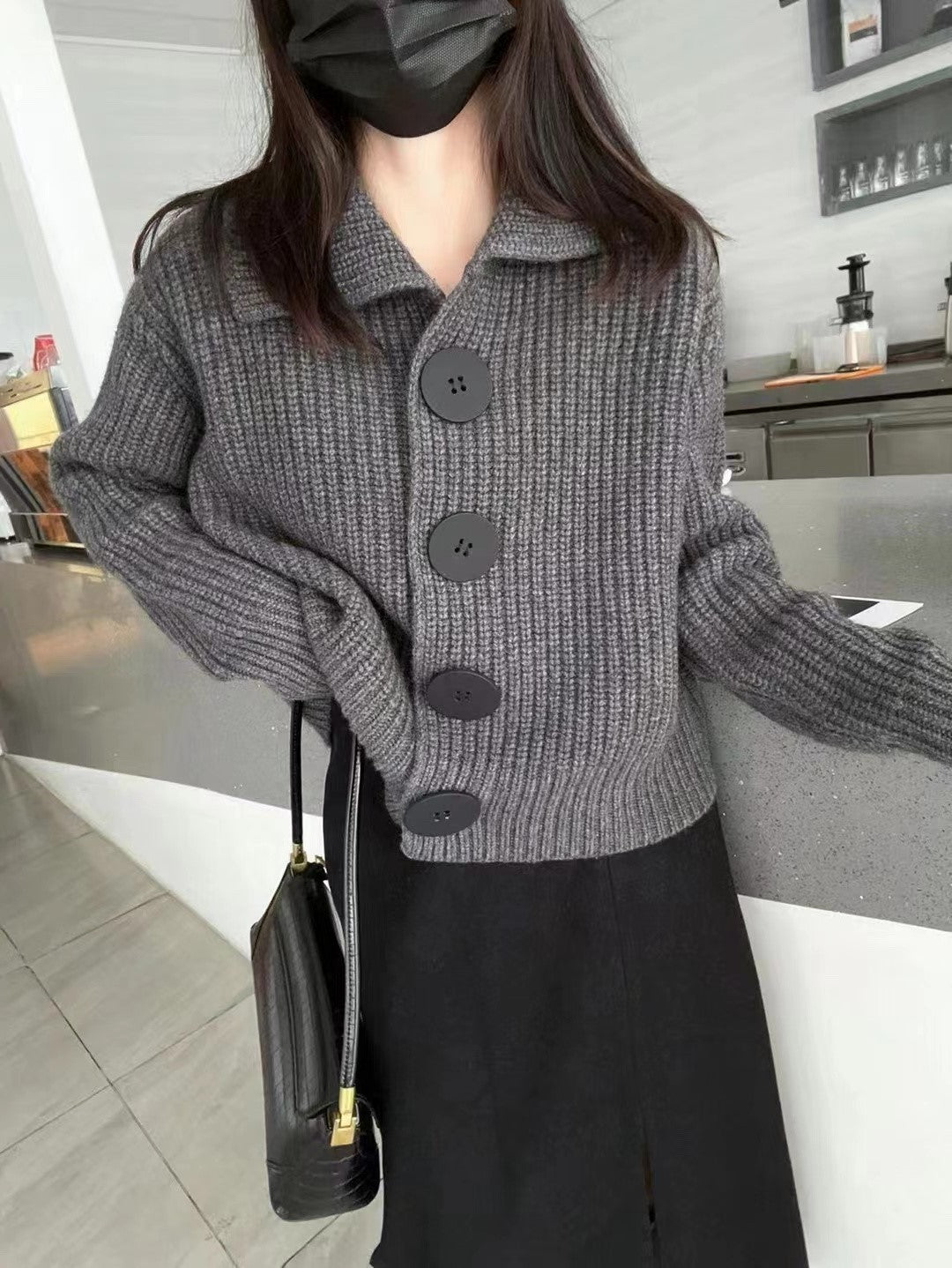 Cardigan femme en cachemire – col V, manches longues