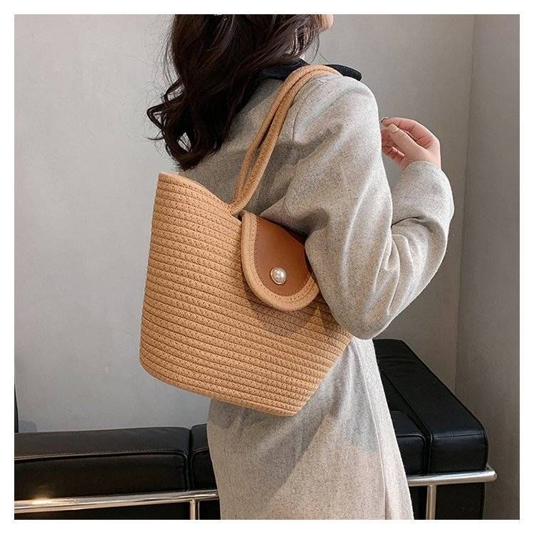 Tote Bag Corde Grande Capacité Bohème Naturel
