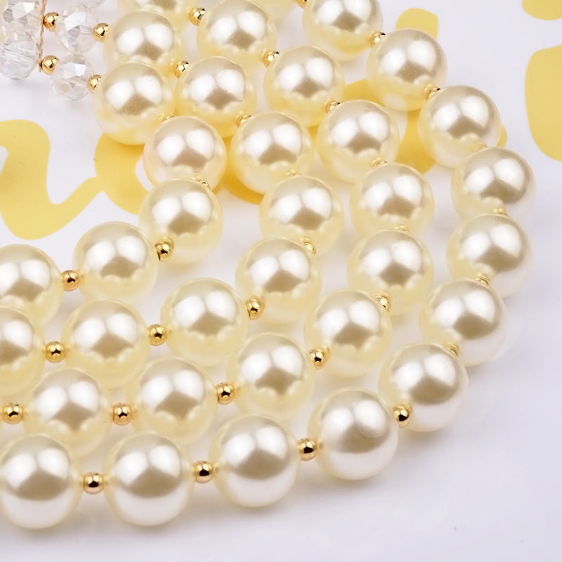 Parure Bijoux Mariage Cristal - Collier Boucles Perles