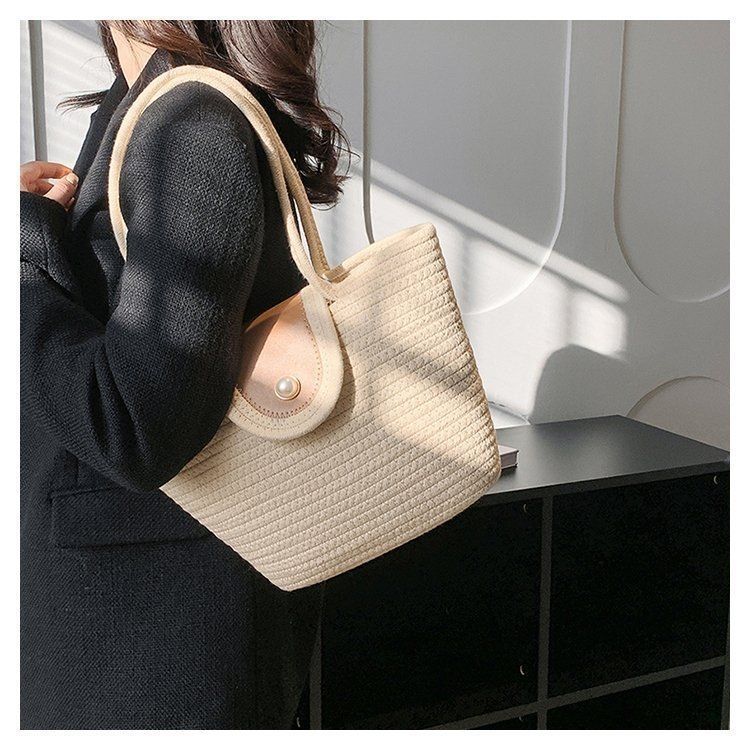Tote Bag Corde Grande Capacité Bohème Naturel