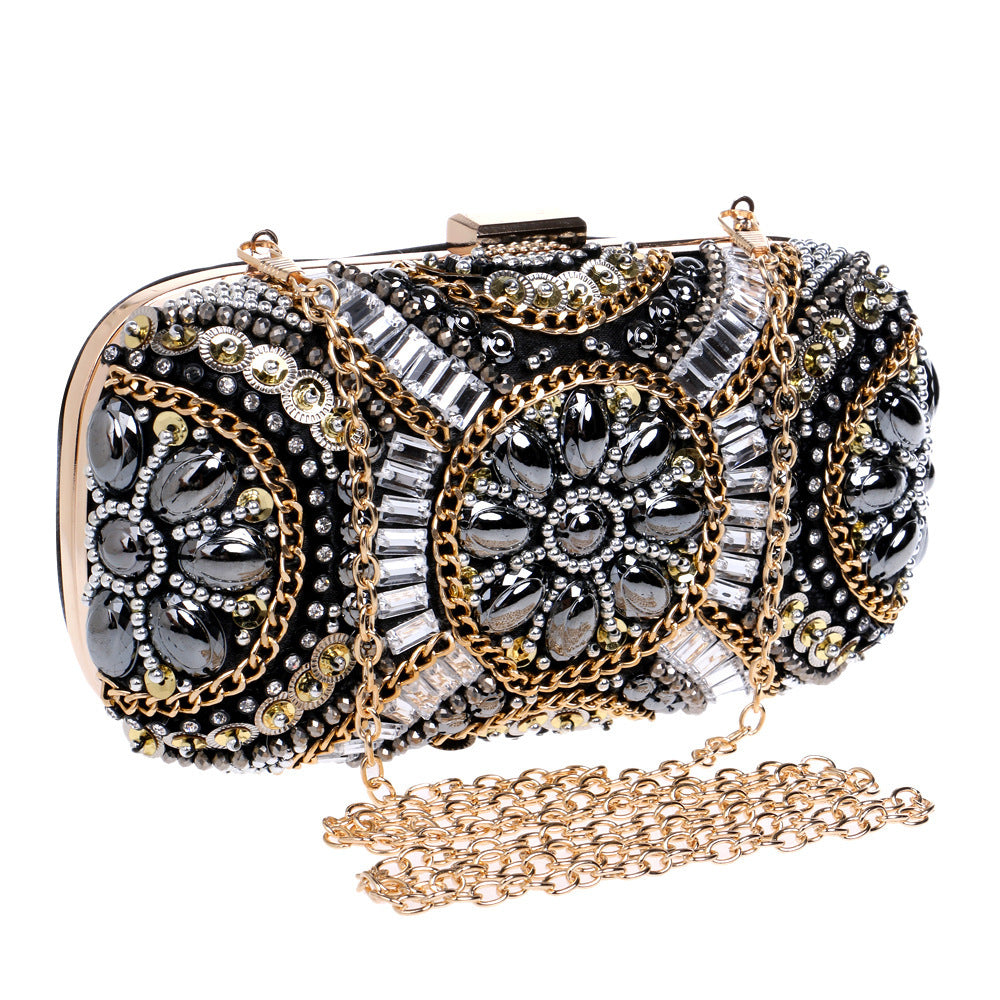 Pochette Soirée Perles Strass - Sac Clutch Femme