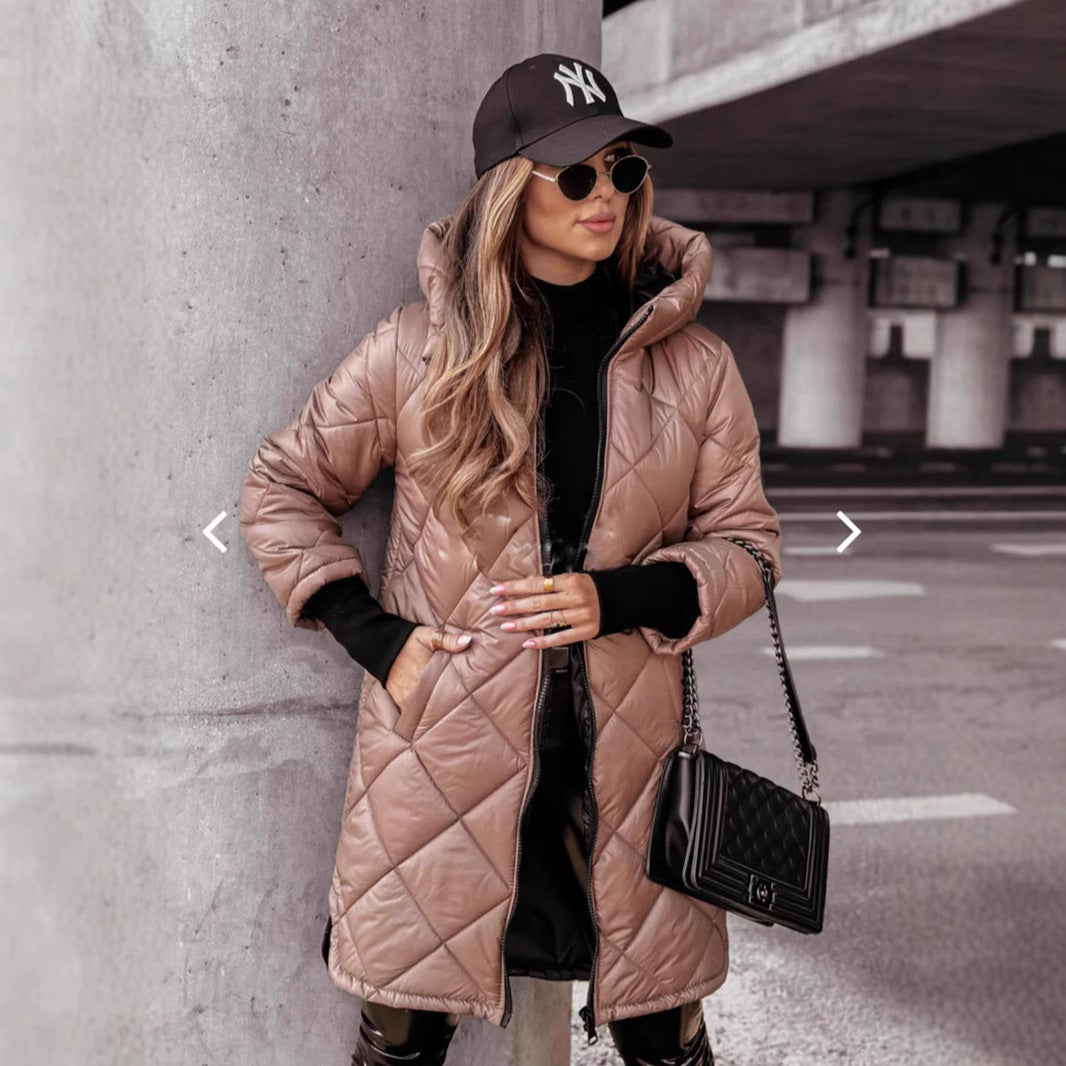 Manteau Femme Hiver Long Matelassé Capuche