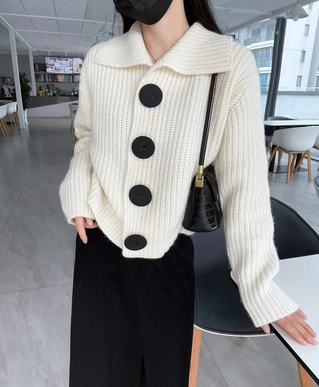 Cardigan femme en cachemire – col V, manches longues