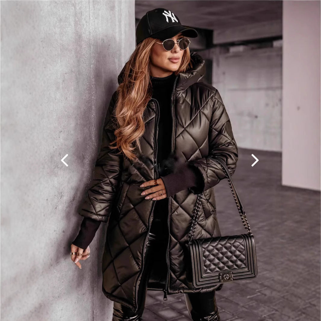 Manteau Femme Hiver Long Matelassé Capuche