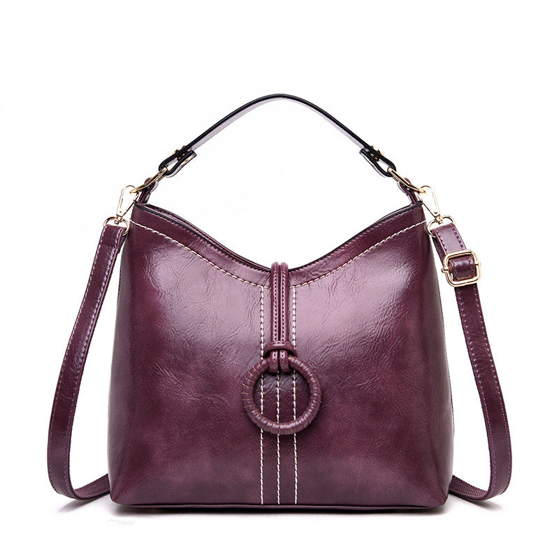 Sac seau cuir huilé vue profil
