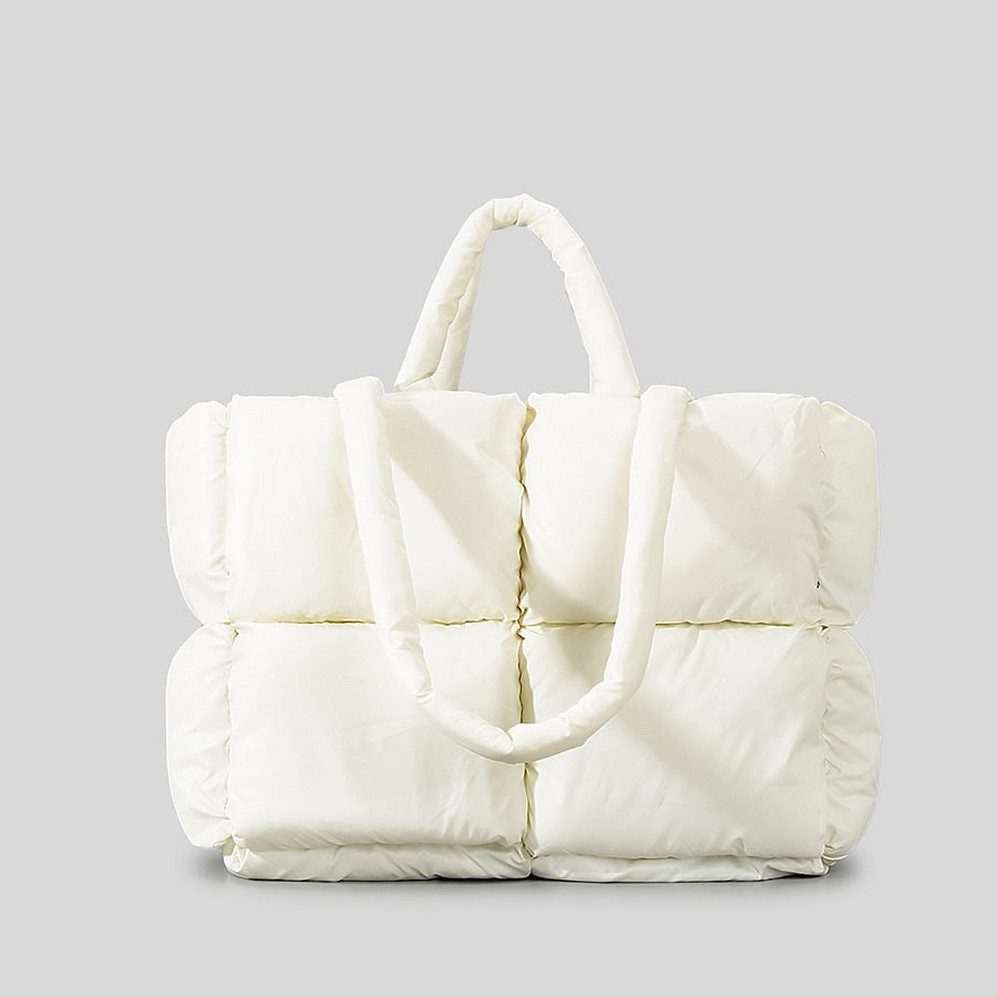 Sac matelassé duvet femme 8 coloris : noir, blanc, vert, argent, bronze, kaki, rose, bleu paon