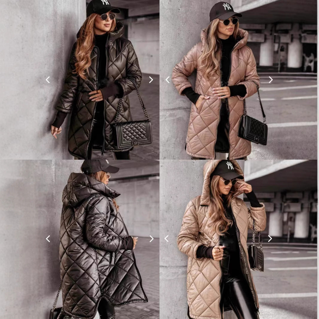Manteau Femme Hiver Long Matelassé Capuche