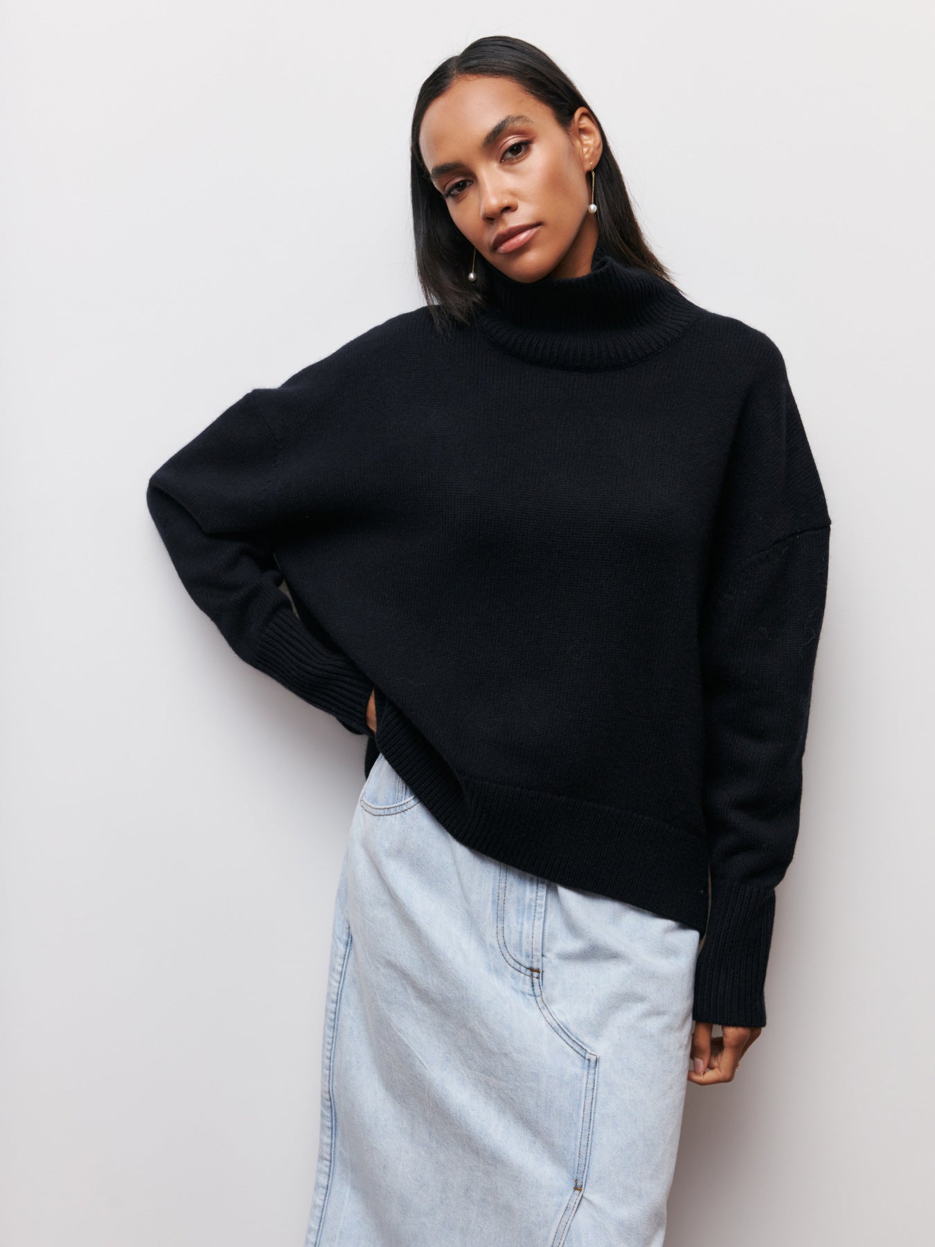 Pull en coton surdimensionné avec col roulé