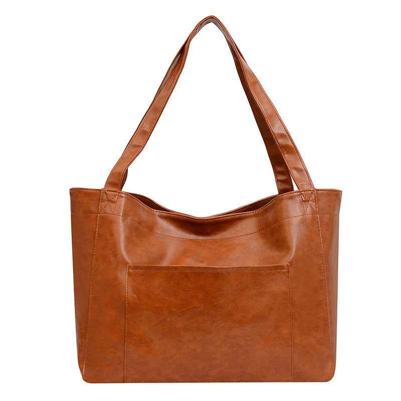 Sac à bandoulière en cuir rétro ciré d’huile – Grande capacité