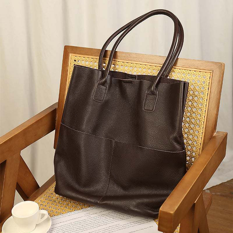 Sac seau cuir vachette vue profil