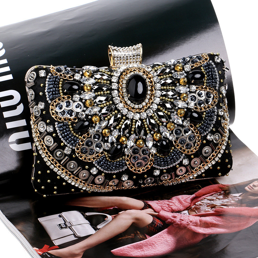 Pochette Soirée Perles Strass - Sac Clutch Femme
