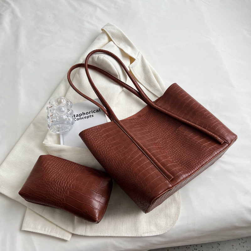 Grand Sac Tote Femme Cuir PU Gaufré