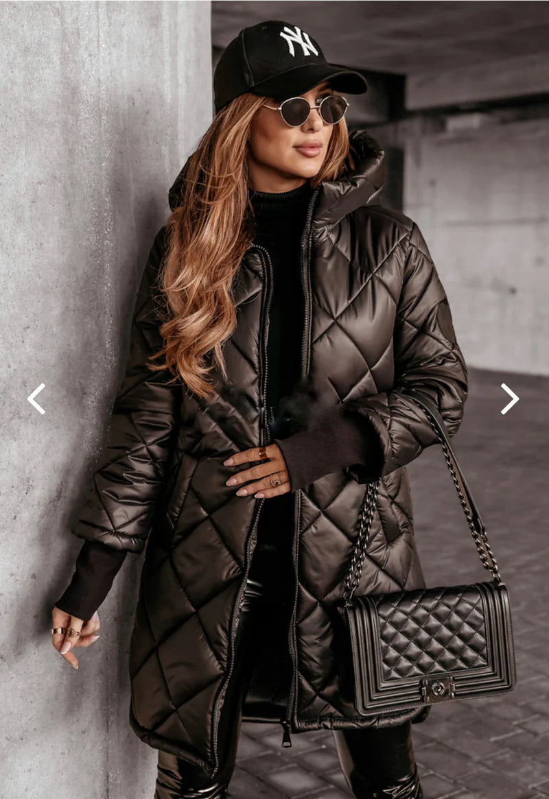 Manteau Femme Hiver Long Matelassé Capuche