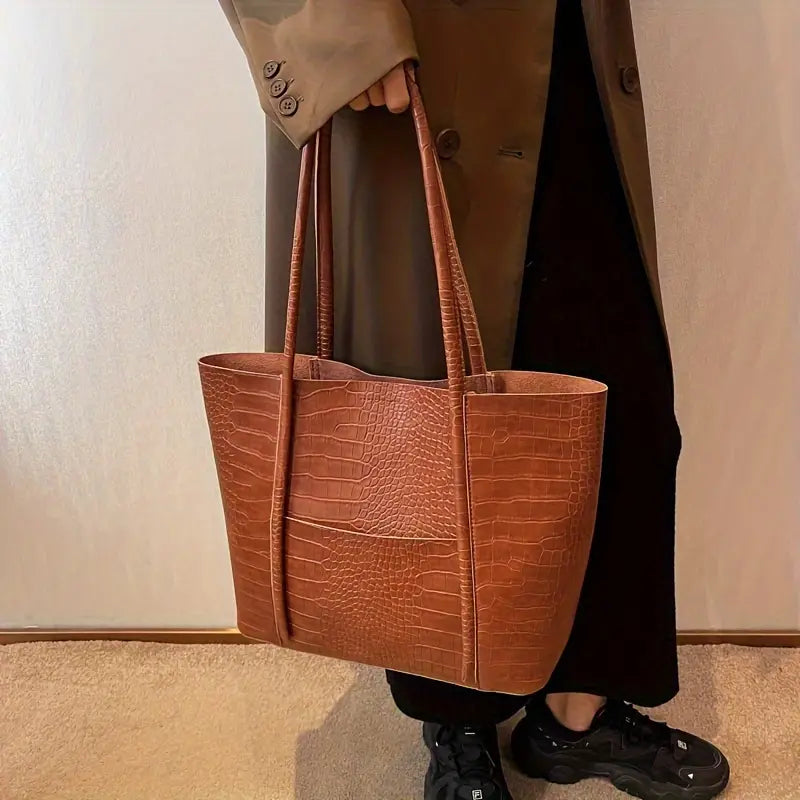 Grand Sac Tote Femme Cuir PU Gaufré