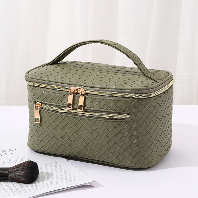 Trousse Maquillage Grande Capacité PU Tressée
