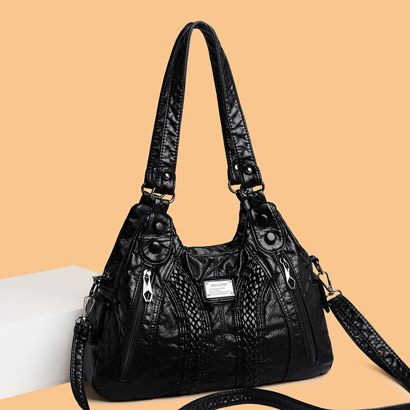 Sac bandoulière en cuir délavé véritable