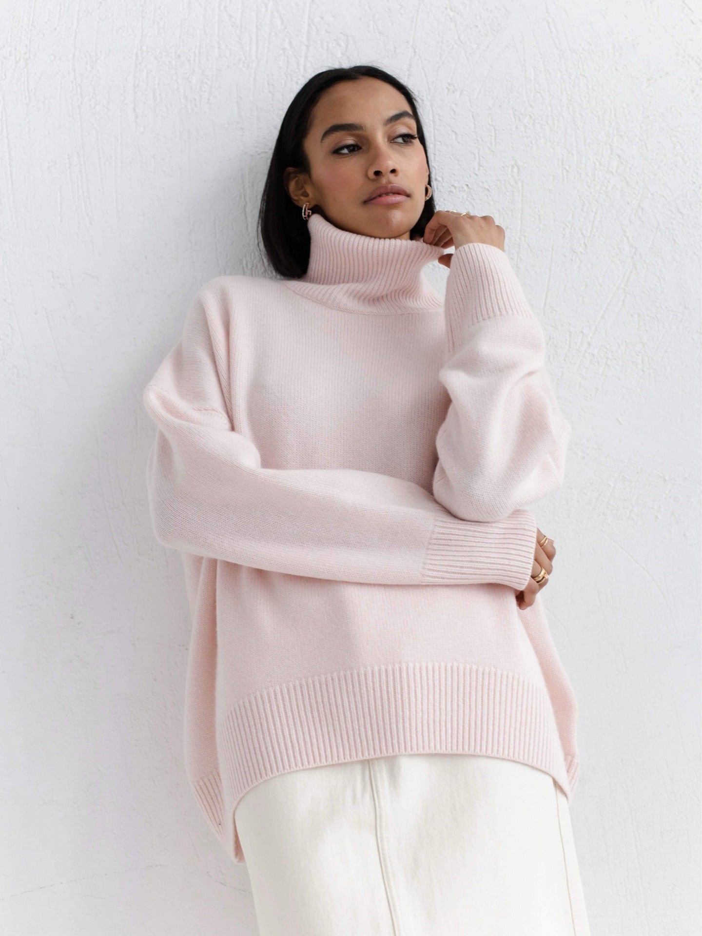 Pull en coton surdimensionné avec col roulé