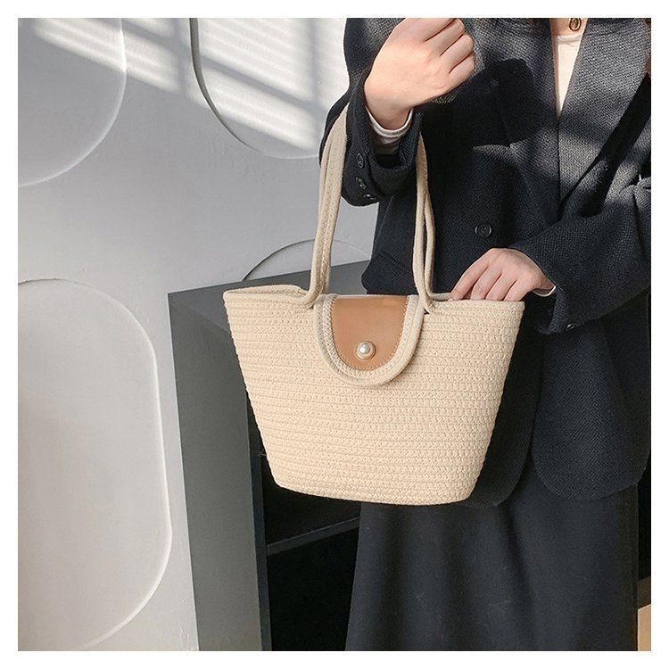 Tote Bag Corde Grande Capacité Bohème Naturel