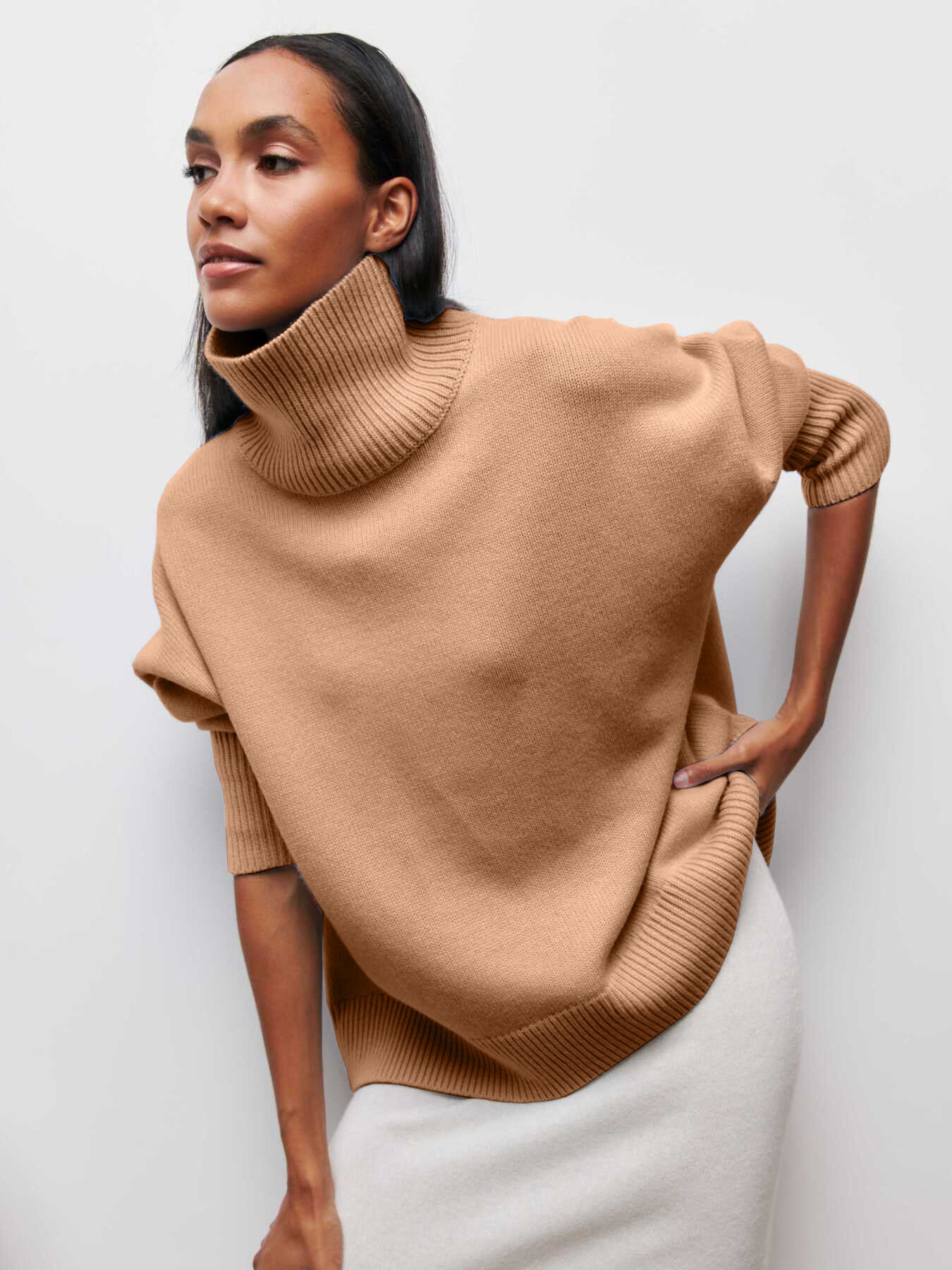 Pull en coton surdimensionné avec col roulé