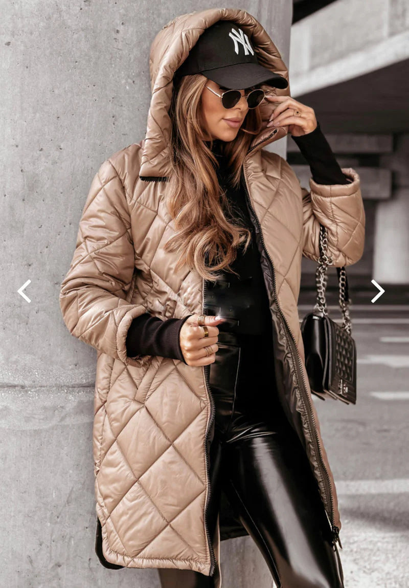 Manteau Femme Hiver Long Matelassé Capuche