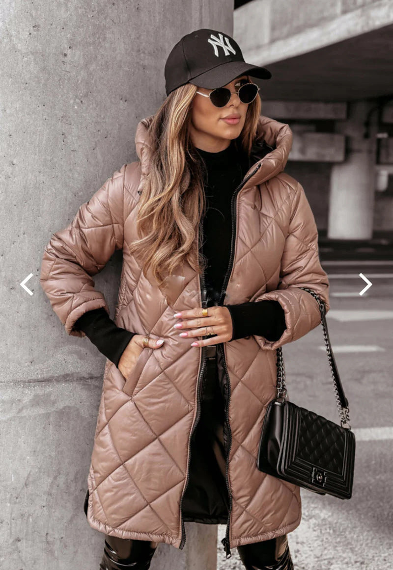 Manteau Femme Hiver Long Matelassé Capuche