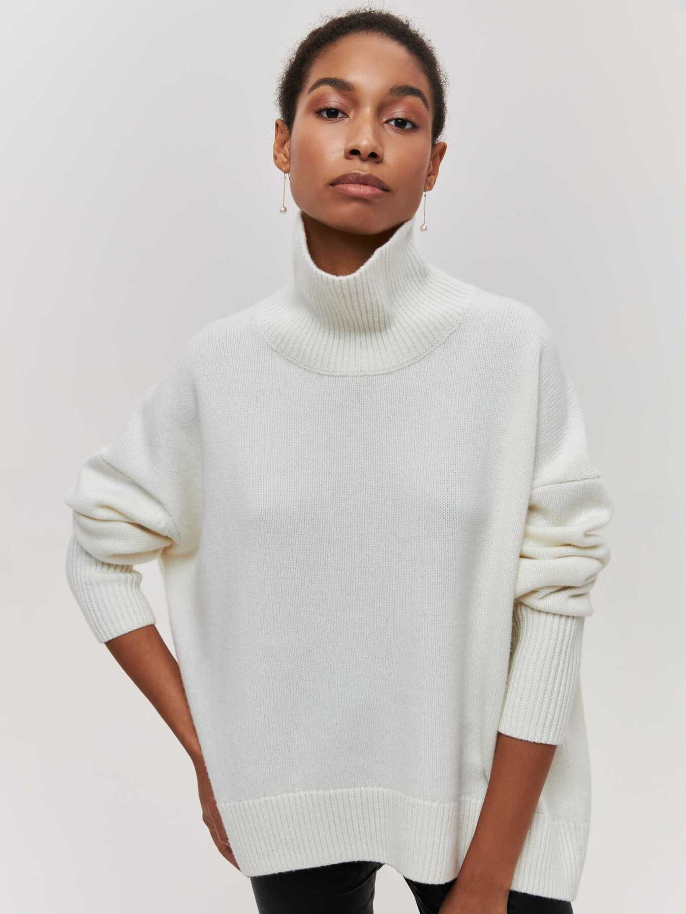 Pull en coton surdimensionné avec col roulé