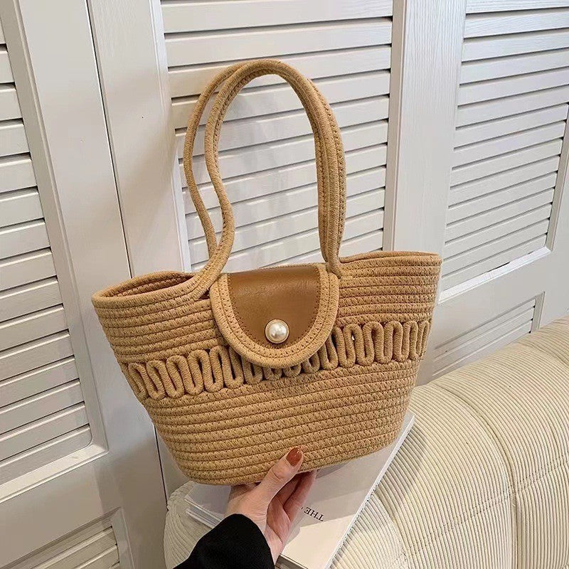 Tote Bag Corde Grande Capacité Bohème Naturel
