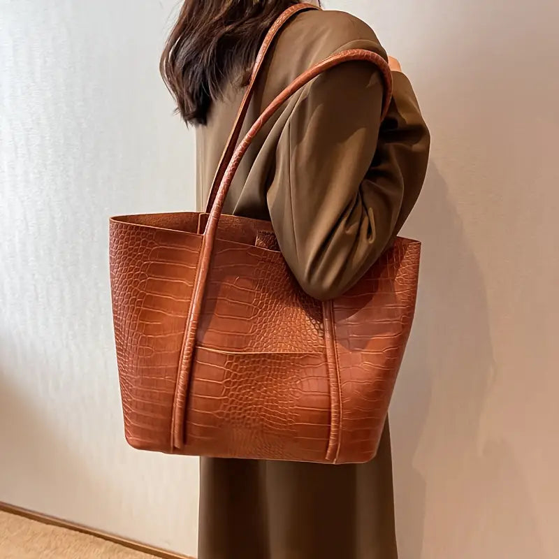 Grand Sac Tote Femme Cuir PU Gaufré