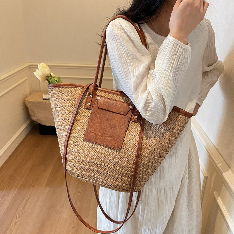 Tote bag paille été vue face