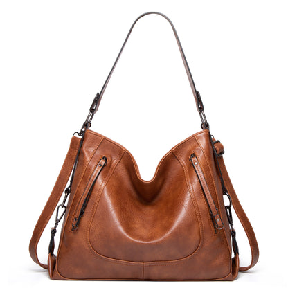 Grand sac rétro femme marron vintage bandoulière