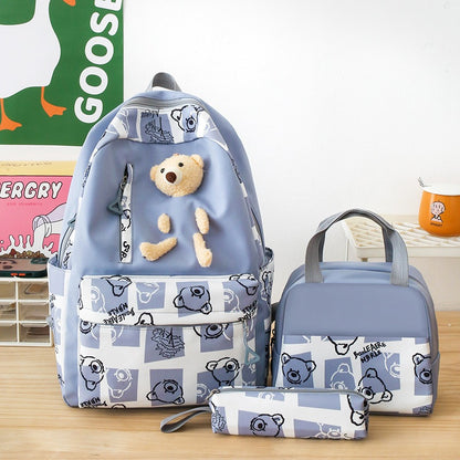 Cartable ours rose avec lunch box