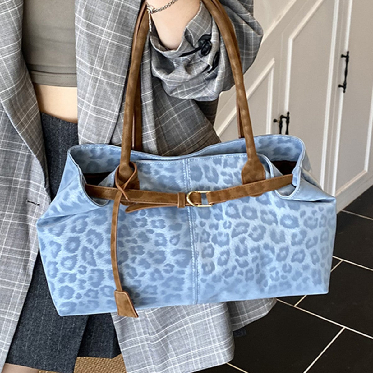 Sac épaule léopard noir fashion
