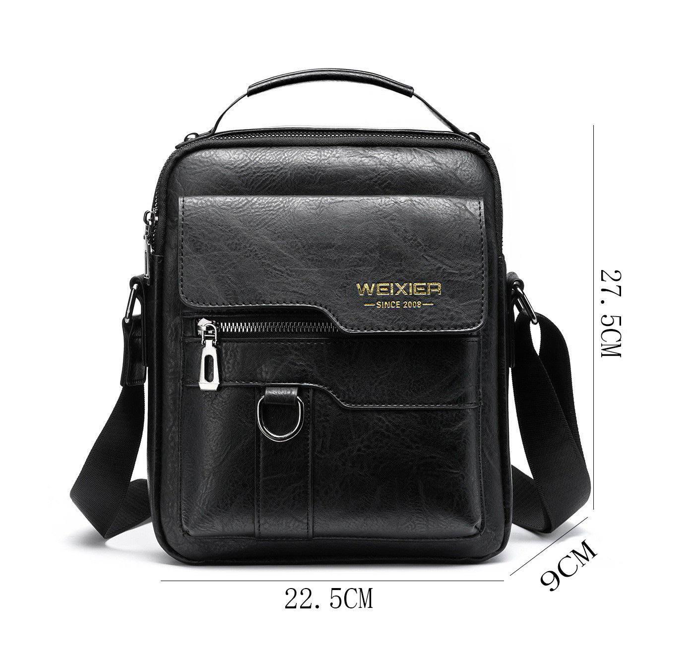 Sac messager PU vue face rabat