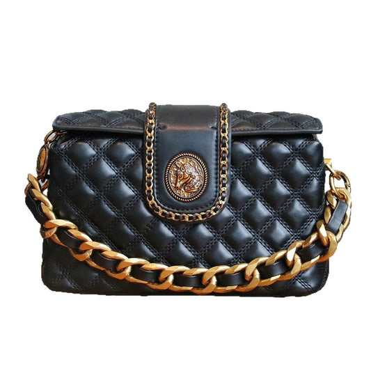 Sac crossbody matelassé losanges PU noir