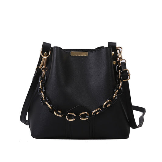 Sac seau chaîne noir fashion