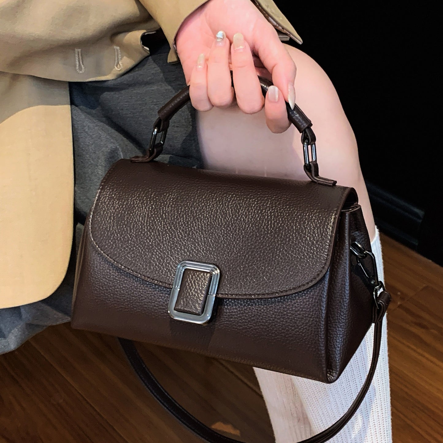 Sac épaule simple cuir vue face