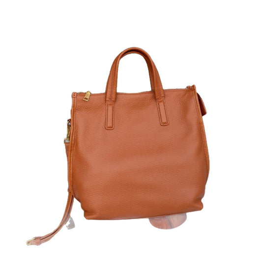 Tote bag cuir vachette café foncé vue face