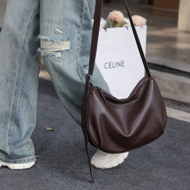 Sac à épaule cuir vachette café