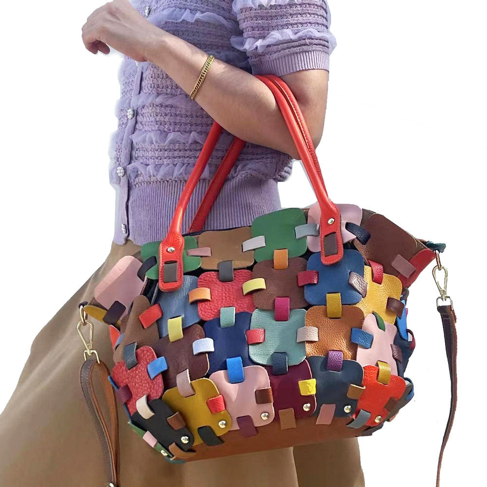 Lise Patchwork détail artisanal cuir
