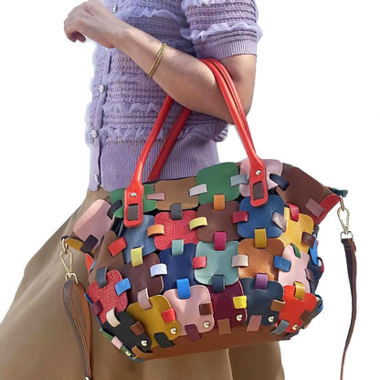Lise Patchwork détail artisanal cuir