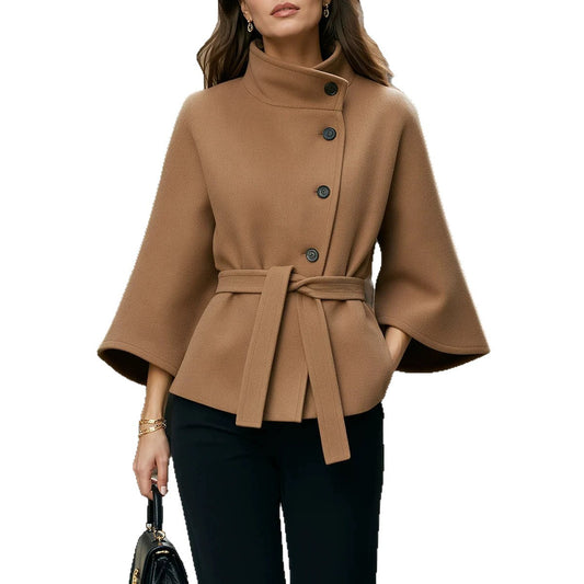 Manteau col mandarin kaki Alma Vogalia Paris