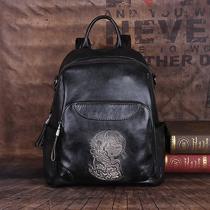 Sac à dos cuir vachette finition embossage