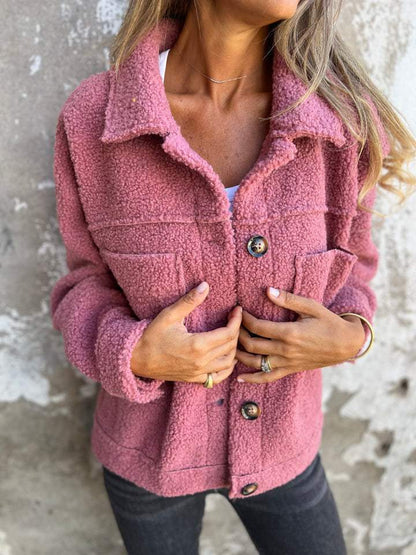 Rita manteau rose foncé col revers